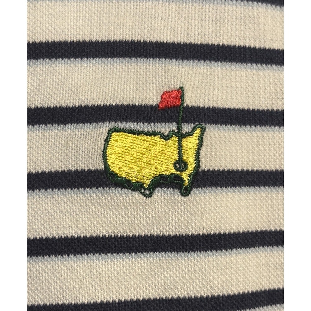 The Masters Augusta GA‎ Golf Polo Men Size L Stripes Embroidery Short Sleeves
